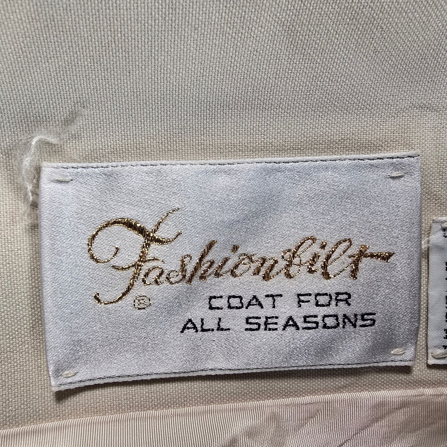 Vintage 1970s Fashionbilt Coat for All Seasons Cream Trench Style Long Coat (M)