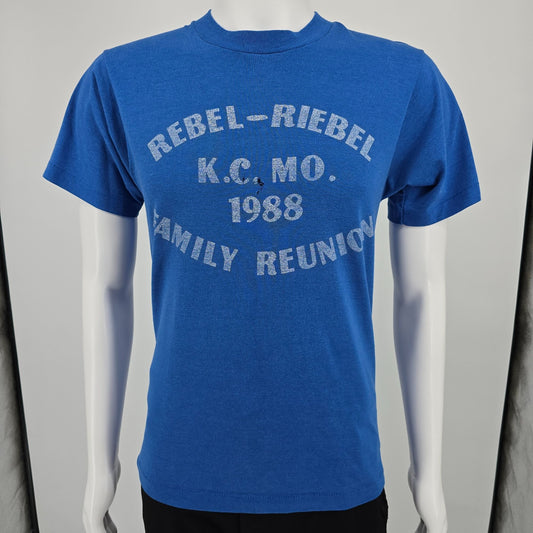 Vintage 1988 Rebel-Riebel Family Reunion Kansas City Missouri T-Shirt (S/M)