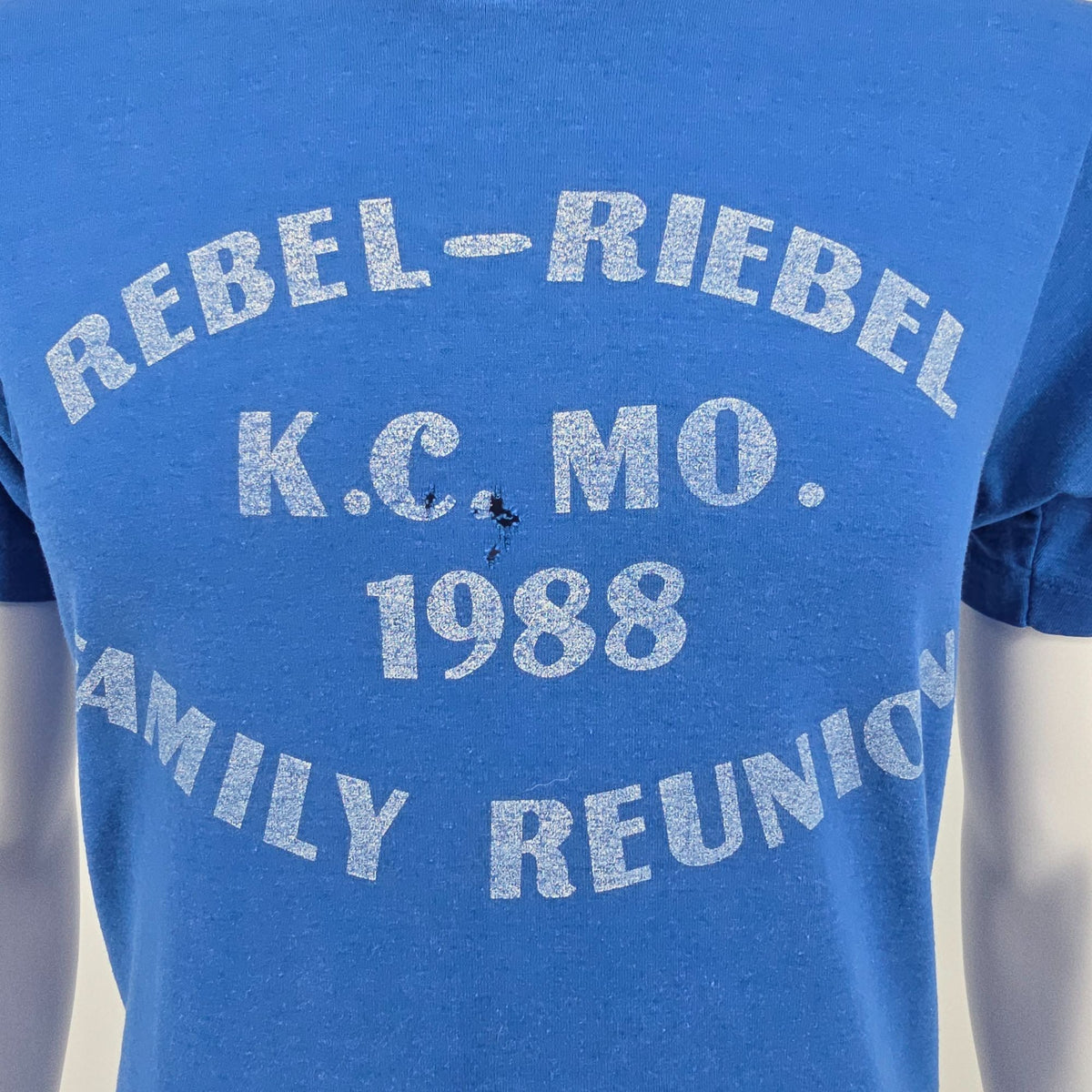 Vintage 1988 Rebel-Riebel Family Reunion Kansas City Missouri T-Shirt (S/M)