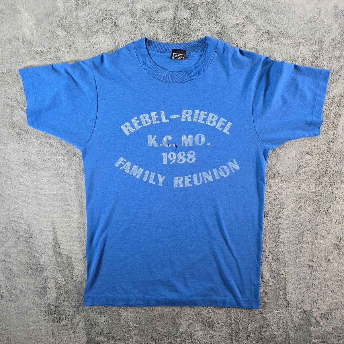 Vintage 1988 Rebel-Riebel Family Reunion Kansas City Missouri T-Shirt (S/M)
