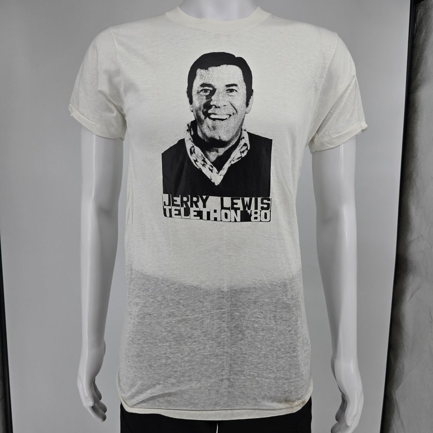 Vintage 1980 Jerry Lewis Telethon '80 Thin White Single Stitch T-Shirt (S)