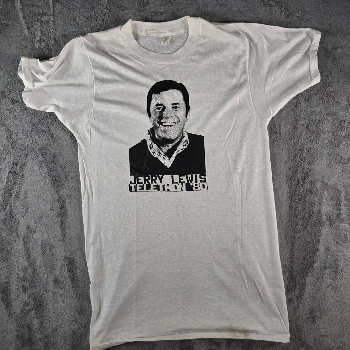 Vintage 1980 Jerry Lewis Telethon '80 Thin White Single Stitch T-Shirt (S)
