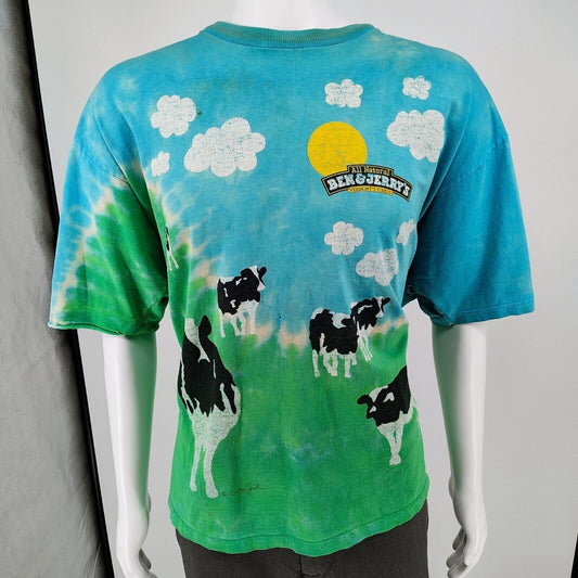 Vintage Liquid Blue Ben & Jerrys Euphoria All Over Print T-Shirt (XXL) *Thrashed