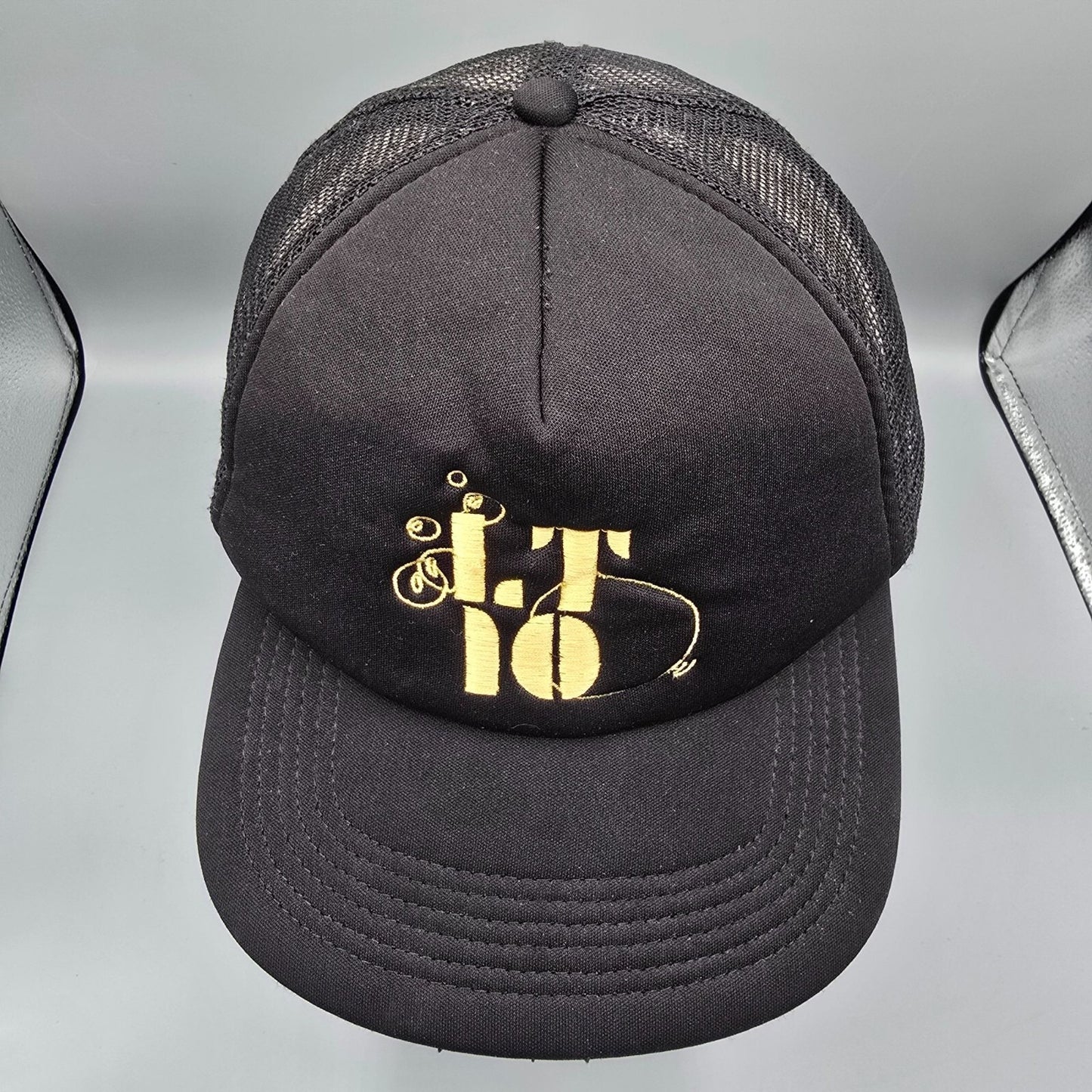 Black & Gold Embroidered Logo Adjustable Snapback Mesh Back Big X Trucker Hat