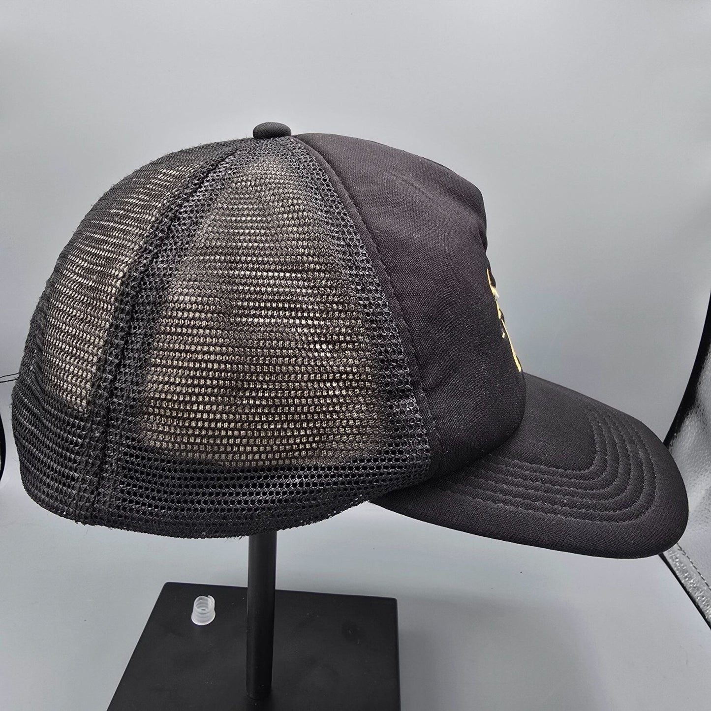 Black & Gold Embroidered Logo Adjustable Snapback Mesh Back Big X Trucker Hat