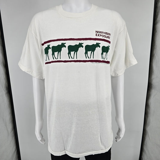 Vintage 1990s Tultex Northern Exposure Moose Graphic TV Promo T-Shirt (L/XL)