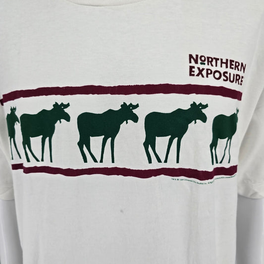 Vintage 1990s Tultex Northern Exposure Moose Graphic TV Promo T-Shirt (L/XL)