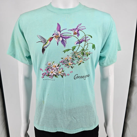 Vintage 1980s Habitat Softwear Inc. Colorado Hummingbird & Wildfire T-Shirt (M)