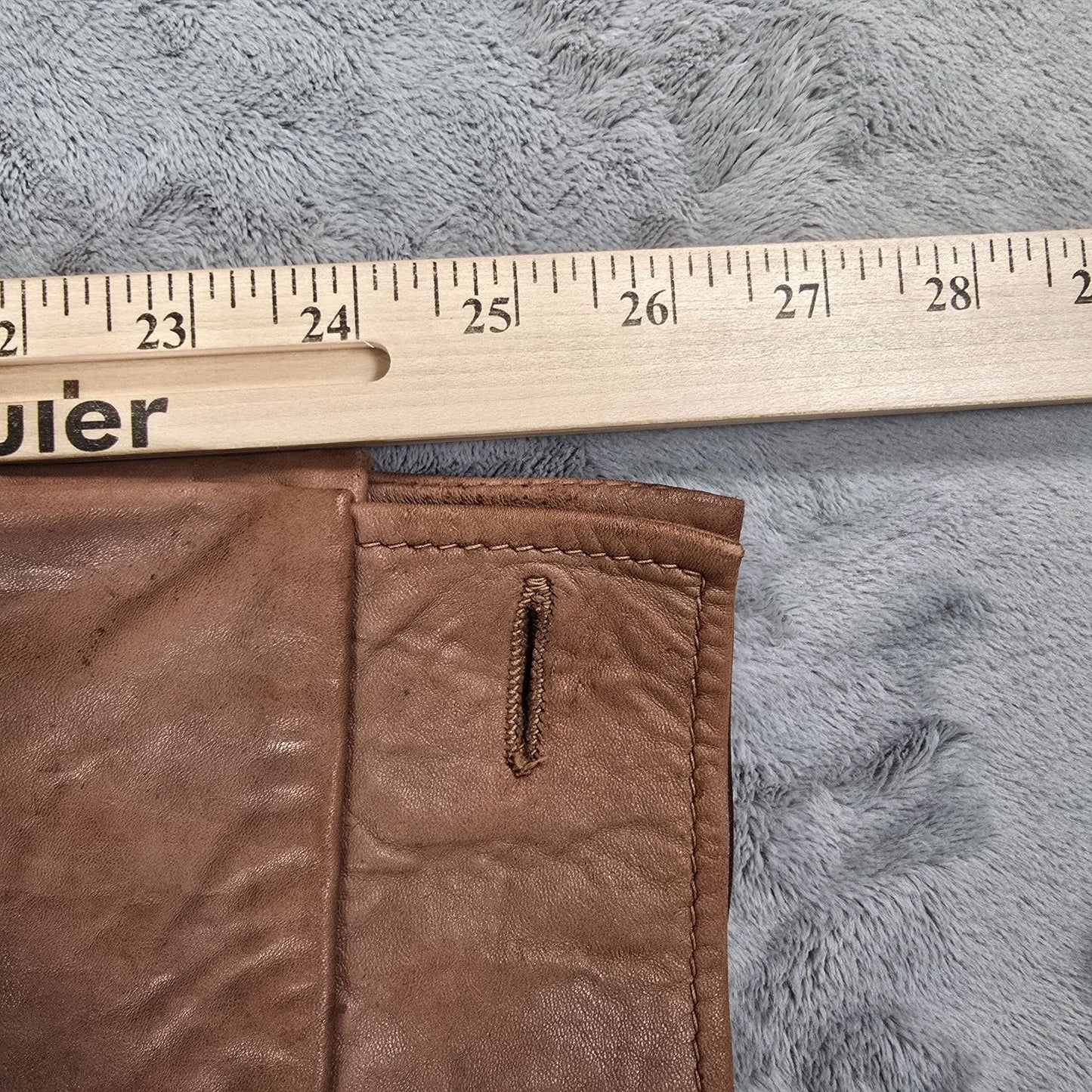 Vintage 1970s Jo-o-Kay Plaid Lining Brown Leather Western Panel Jacket (S)