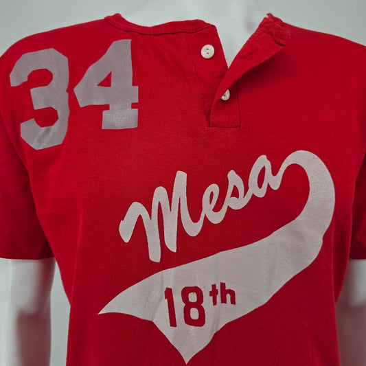 Vintage 1980s Soffe Shirts Mesa 18th #34 Baseball Jersey Henley T-Shirt (L)