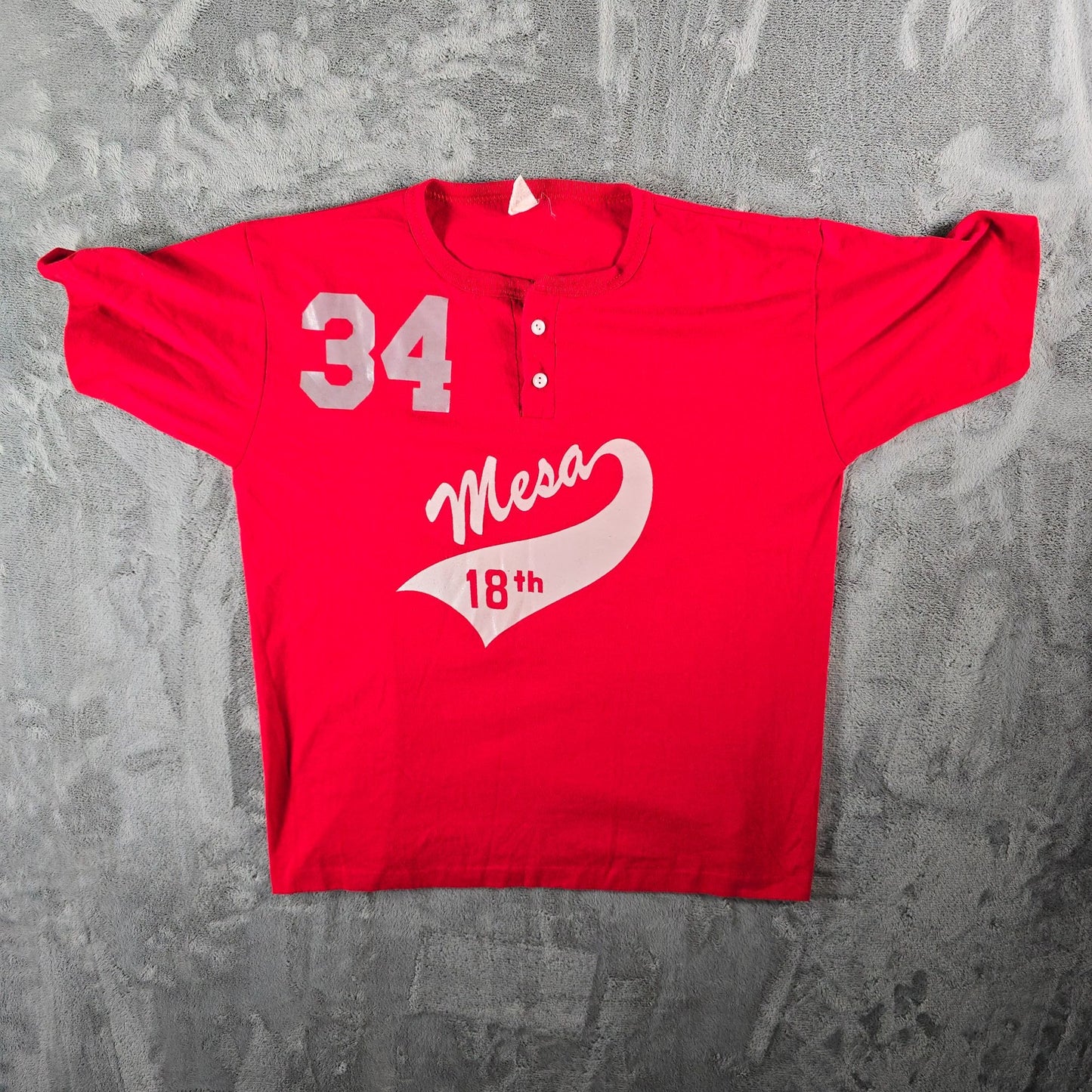 Vintage 1980s Soffe Shirts Mesa 18th #34 Baseball Jersey Henley T-Shirt (L)