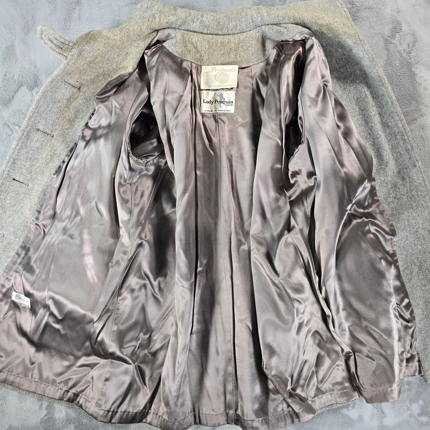 Distressed Vintage 1960s Lady Penguin Fashions Heather Gray Wool Car Coat (L)