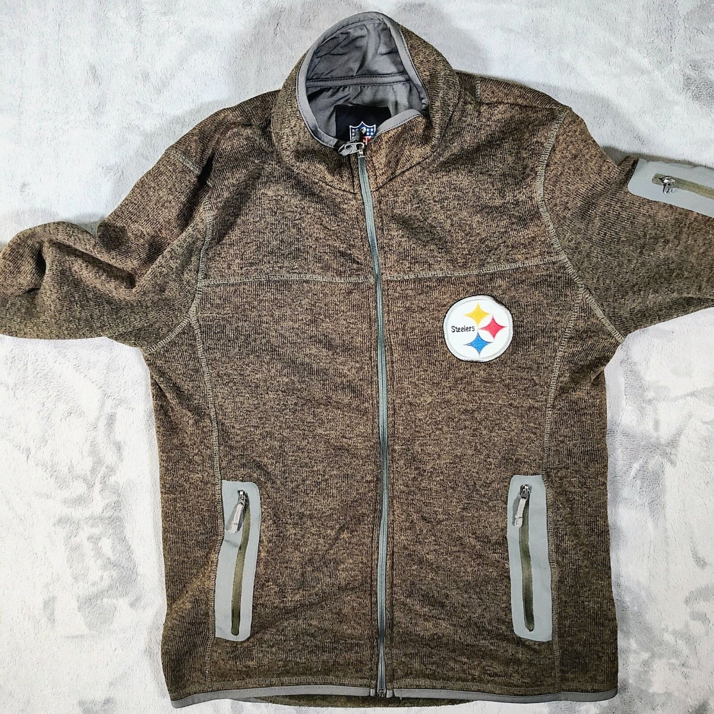 NFL G-III Apparel NFL Pittsburgh Steelers Full-Zip Brown Fleece Jacket (Small)
