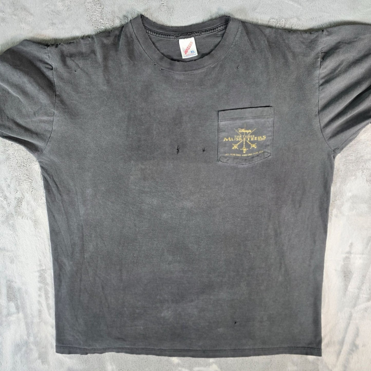 Distressed Vintage 1990s Disney's The Three Musketeers Promo Pocket T-Shirt (XL)