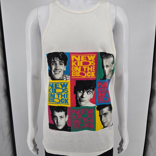 Vintage 1989 America's Finest New Kids On The Block Pop Art Graphic Tank Top (L)