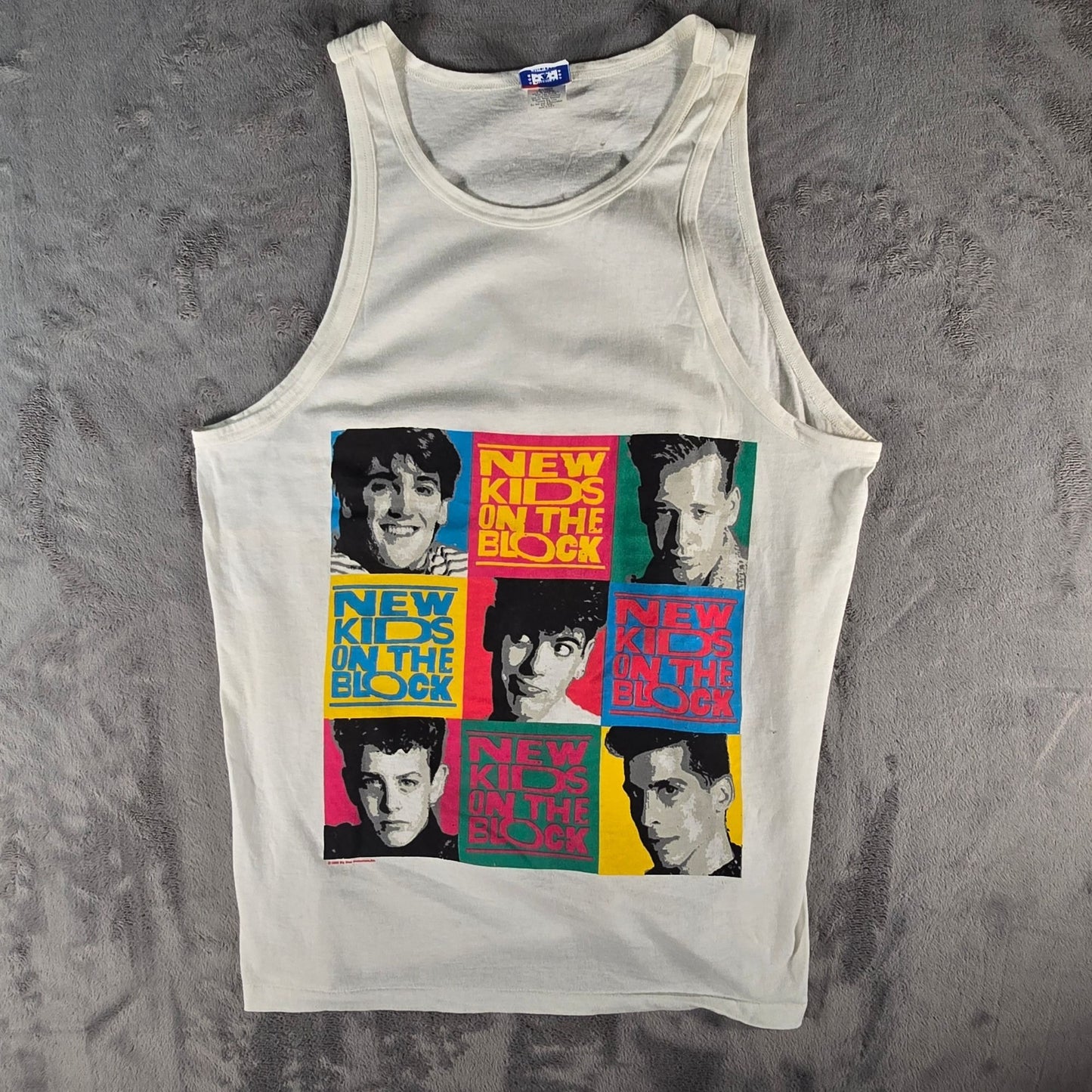 Vintage 1989 America's Finest New Kids On The Block Pop Art Graphic Tank Top (L)