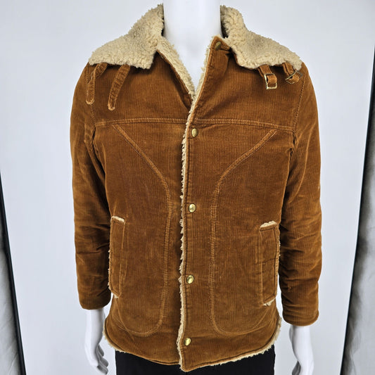 Vintage 1970s Towncraft Boyd Sherpa Lined Brown Corduroy Ranch Jacket (XL 18-20)
