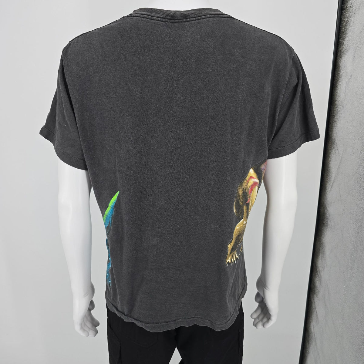 Vintage 1990s Harlequin Nature Graphics Dinosaur Wraparound Graphic T-Shirt (L)