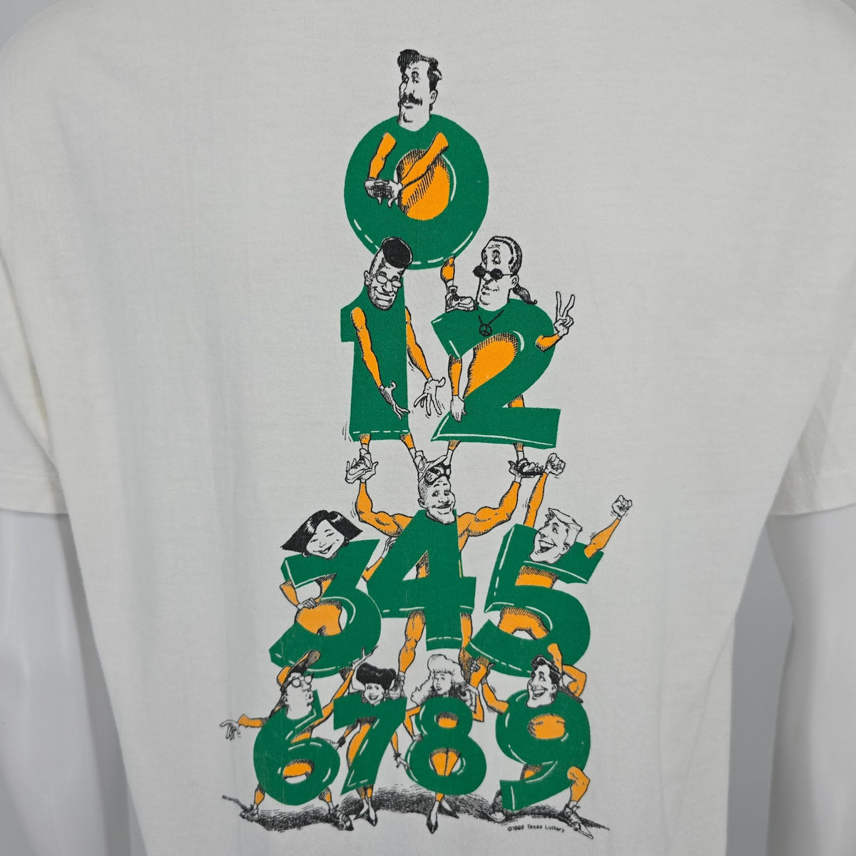 Vintage 1990s Hanes Beefy-T White Texas Lottery Pick 3 Promo T-Shirt (L)