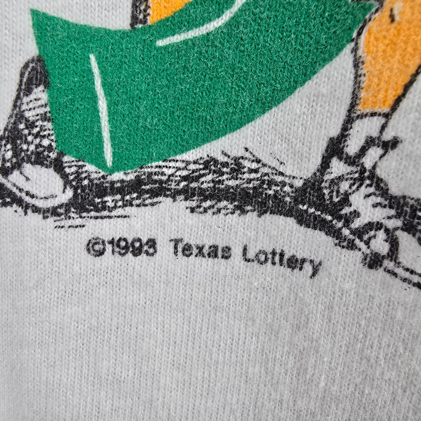 Vintage 1990s Hanes Beefy-T White Texas Lottery Pick 3 Promo T-Shirt (L)