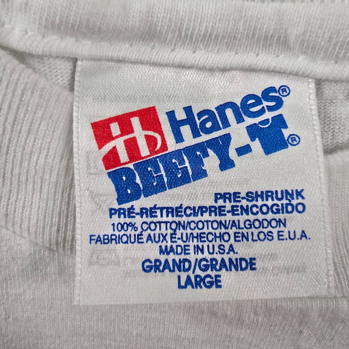 Vintage 1990s Hanes Beefy-T White Texas Lottery Pick 3 Promo T-Shirt (L)