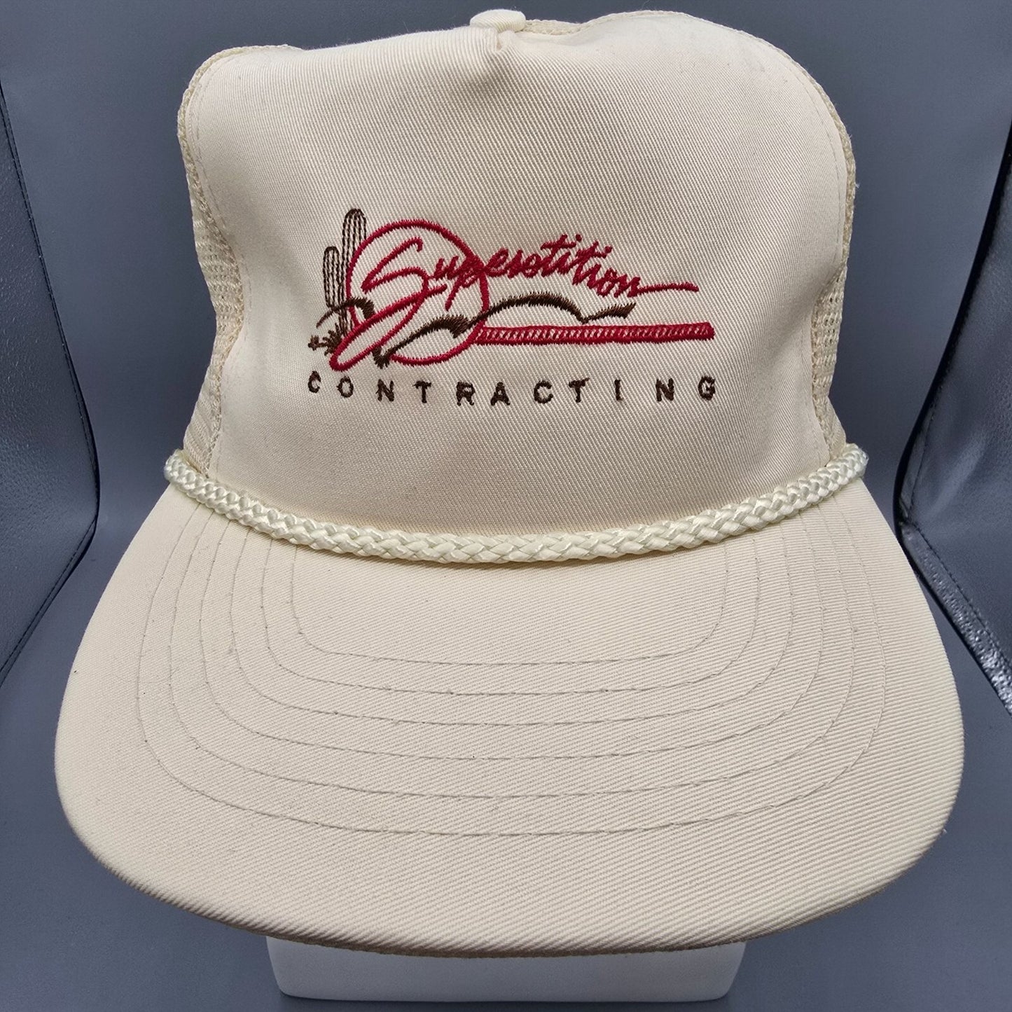 VTG Superstition Contracting Arizona Five-Panel Twill Front Beige Trucker Hat