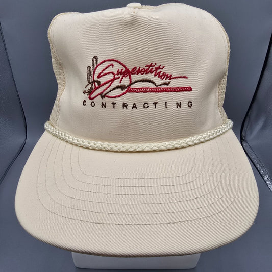 VTG Superstition Contracting Arizona Five-Panel Twill Front Beige Trucker Hat