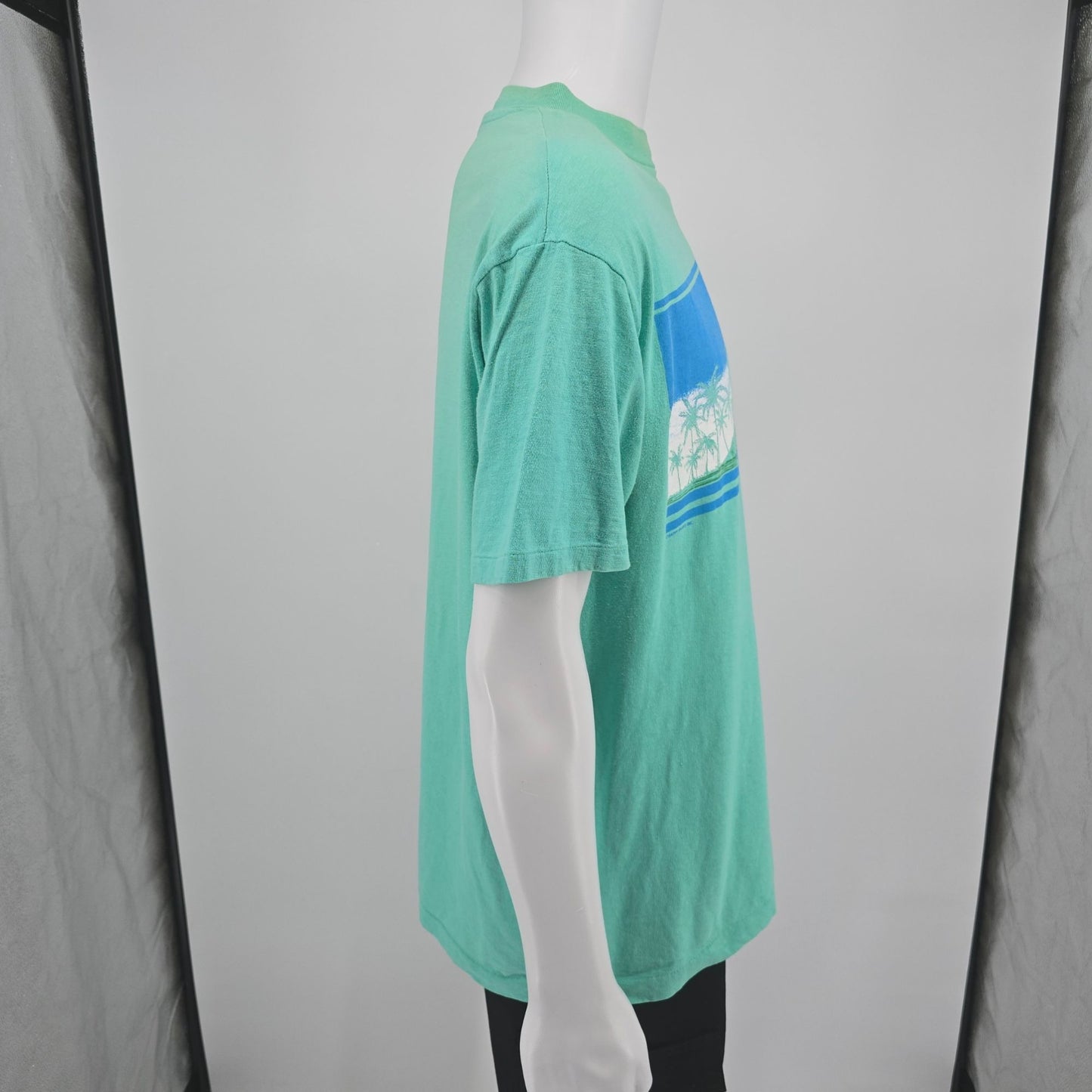 Vintage 1980s Hanes Beefy-T Seafoam Green Hawaii Tourist T-Shirt (L/XL) *Flaws