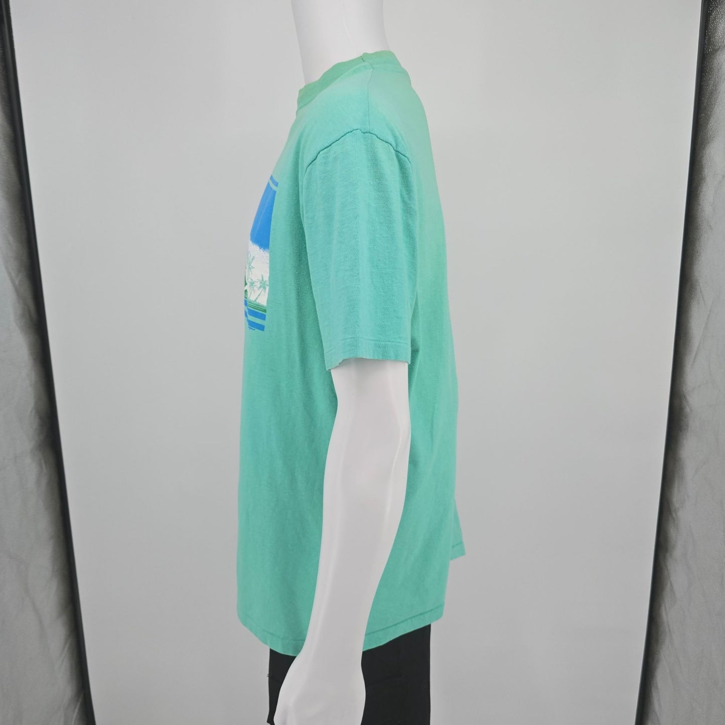 Vintage 1980s Hanes Beefy-T Seafoam Green Hawaii Tourist T-Shirt (L/XL) *Flaws