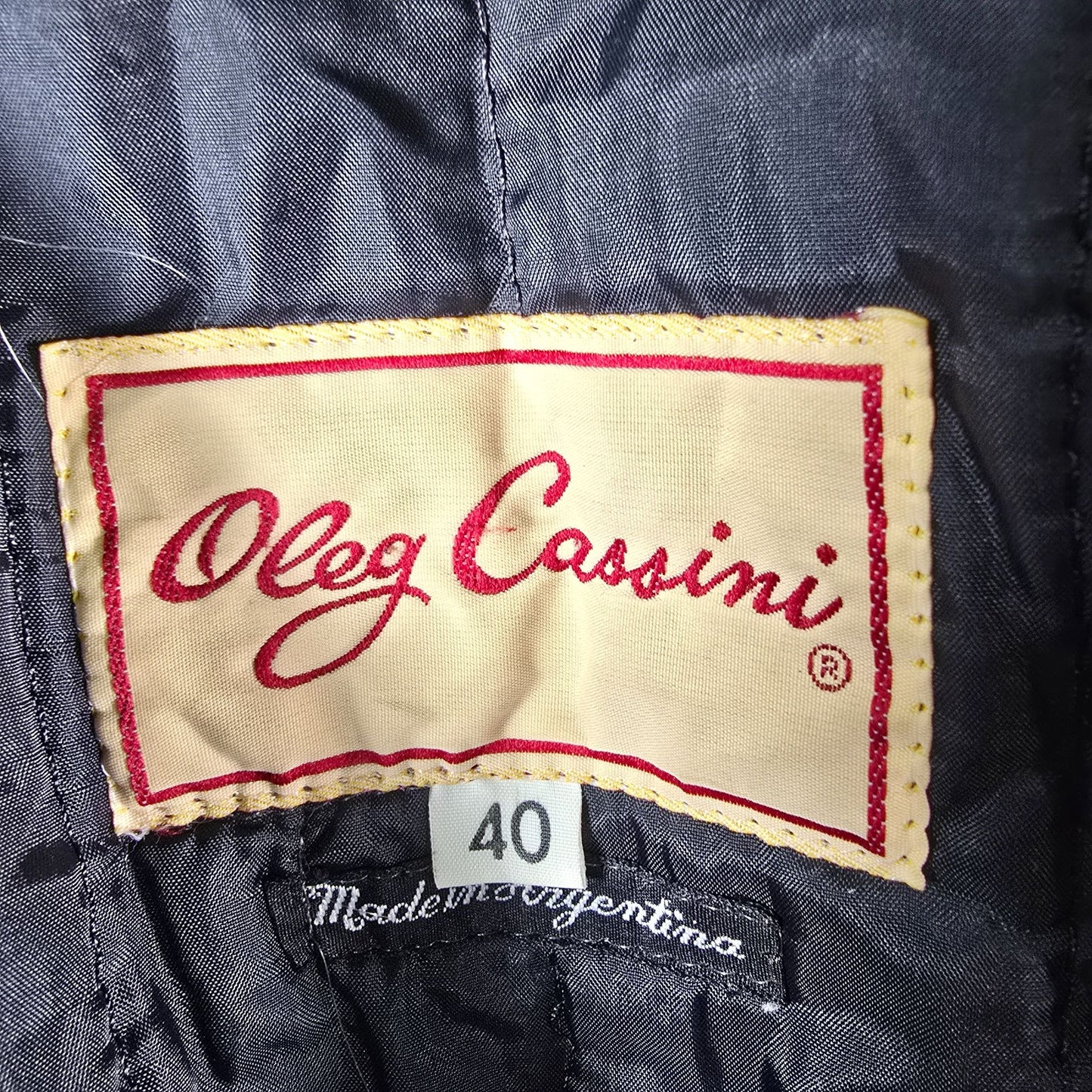 Vintage 1980s Oleg Cassini Mens Double Breasted Black Leather Jacket (Size 40/M)