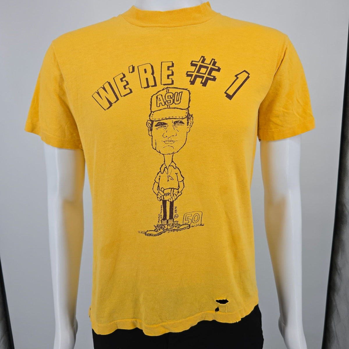 Vintage 1976 Arizona State University Frank Kush ASU Football Promo T-Shirt (M)