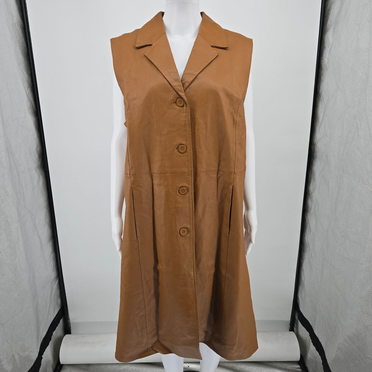 Vintage NWT Y2K Terry Lewis Classic Luxuries Leather Duster Long Vest (XL)