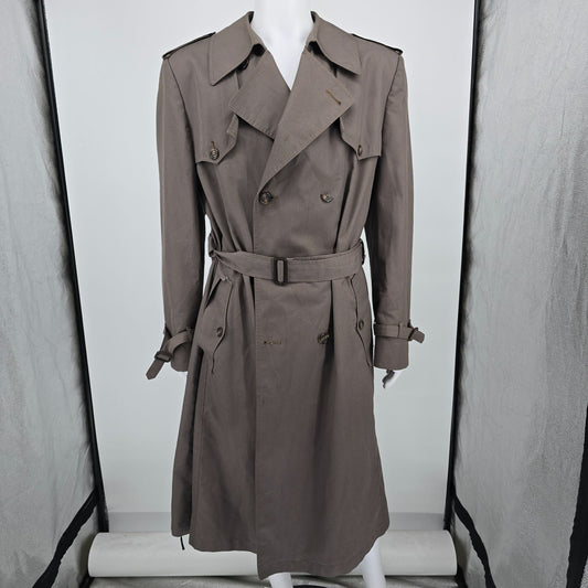 Distressed Vintage 1980s Christian Dior Monsieur Belted Trench Coat (46L)