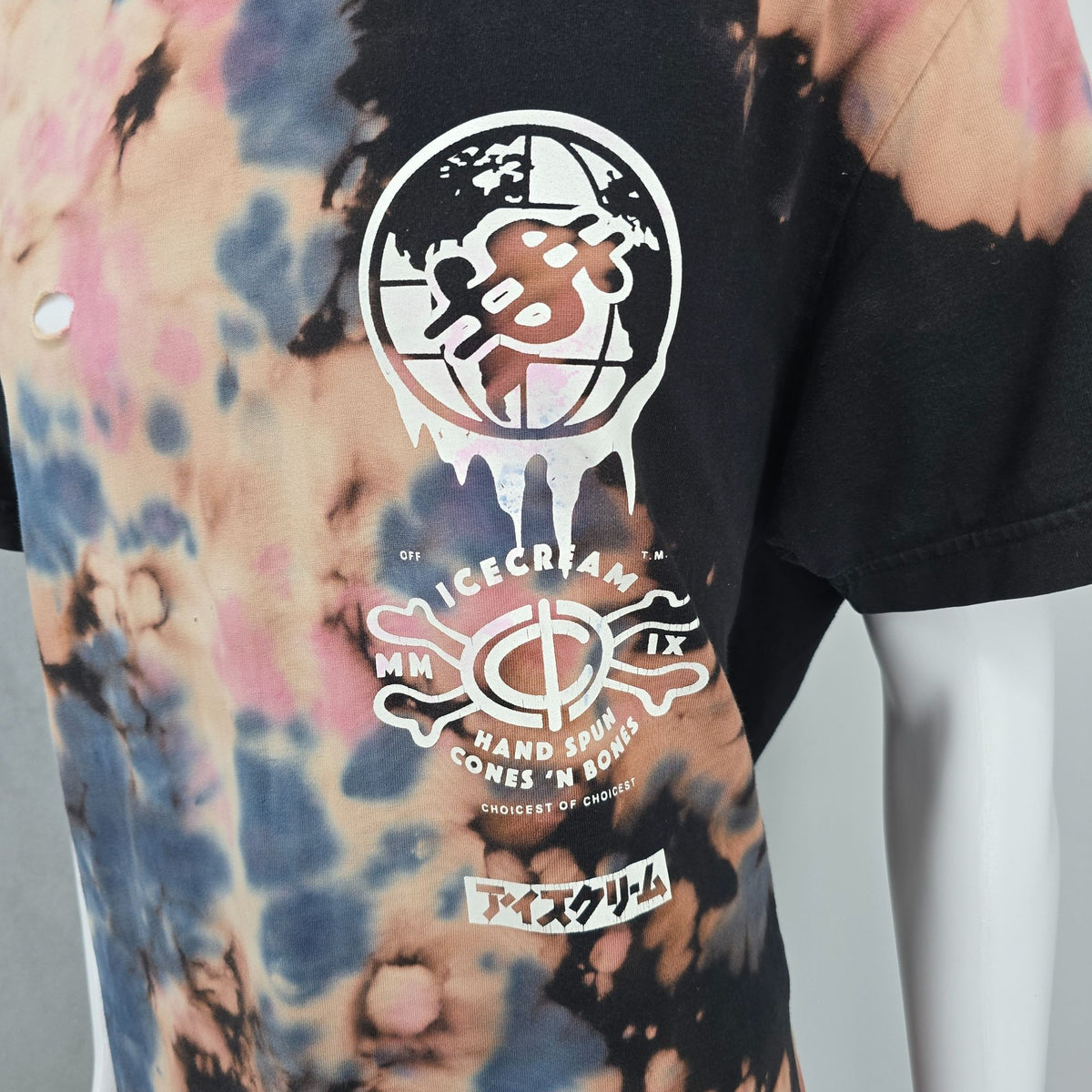 Thrashed 2010s ICECREAM Drip Short Sleeve Knit Bleach Effect T-Shirt (XL)
