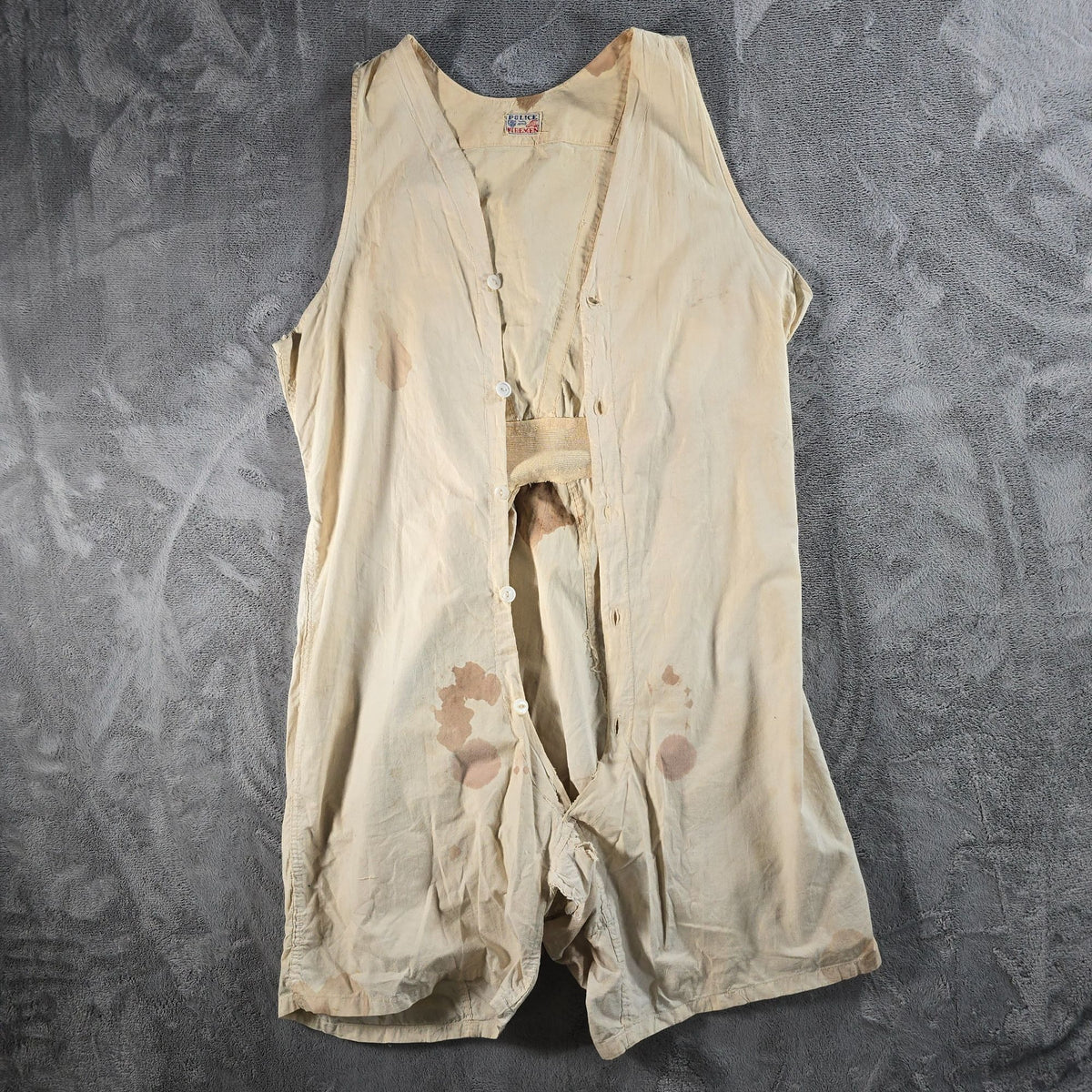 Vintage 1920s Police and Firemen Sleeveless Athletic Union Suit (M) *Damaged