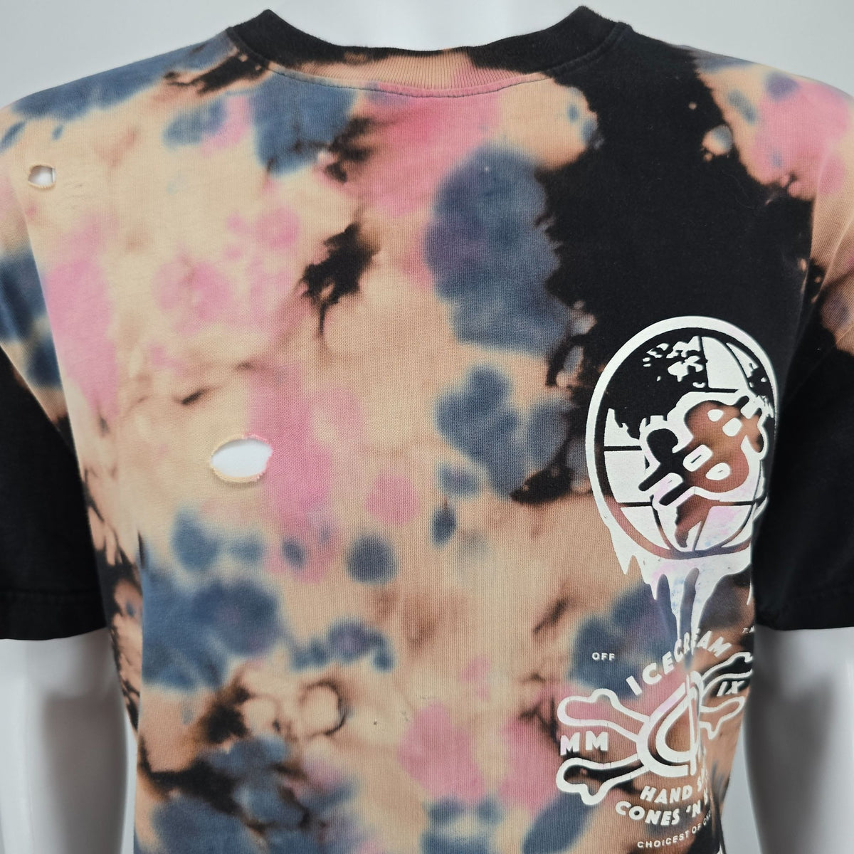 Thrashed 2010s ICECREAM Drip Short Sleeve Knit Bleach Effect T-Shirt (XL)