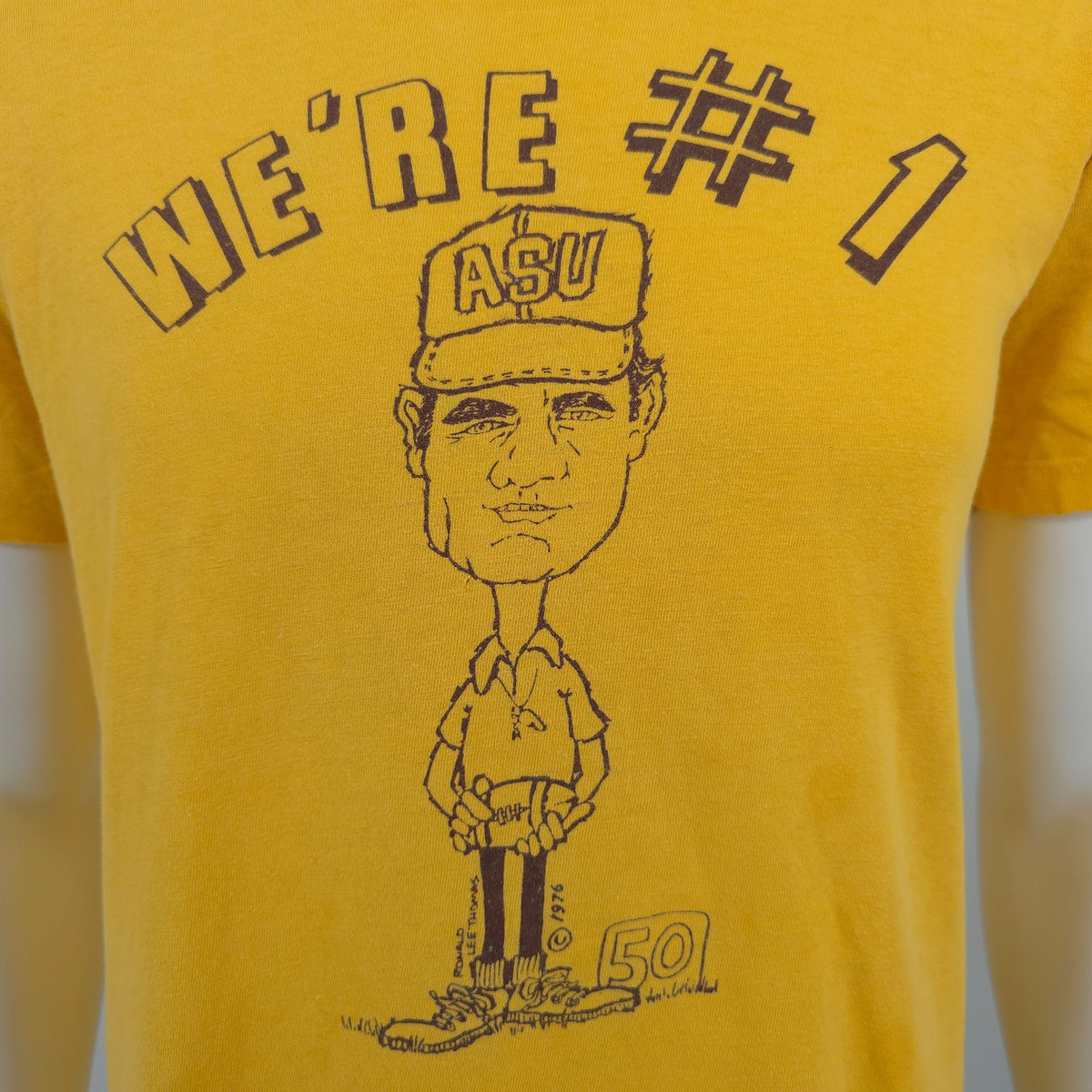 Vintage 1976 Arizona State University Frank Kush ASU Football Promo T-Shirt (M)