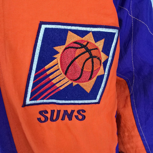 Vintage 1990s Starter Phoenix Suns Insulated/Hooded Color Block Jacket (XL/XXL)