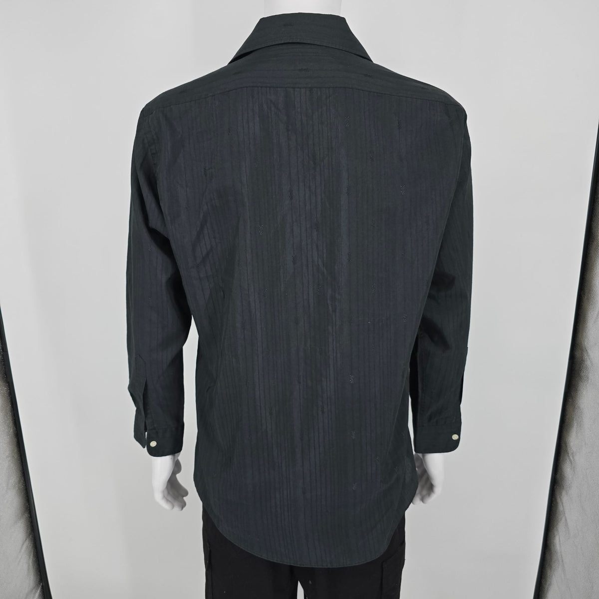 Vintage 1980s Yves Saint Laurent Menswear Black YSL Monogram Shirt (L/16 32-33)