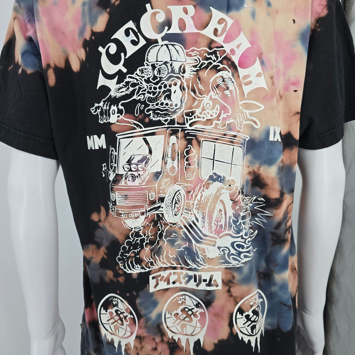 Thrashed 2010s ICECREAM Drip Short Sleeve Knit Bleach Effect T-Shirt (XL)