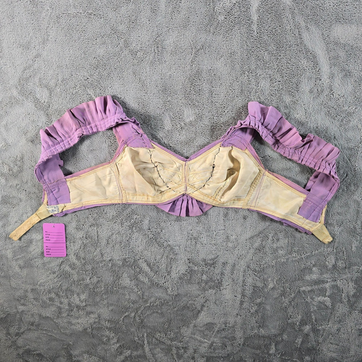 Vintage 1940s Maidenform Allo-Ette Customized Lavendar Covered Costume Bra (30)