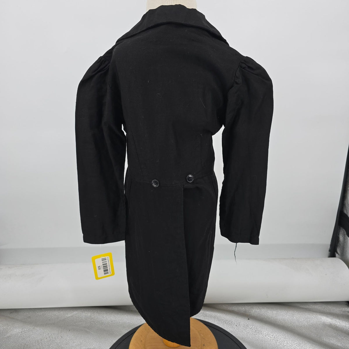 Vintage 1980s Black Victorian-Style Tailcoat Stage Costume (Girls Small)