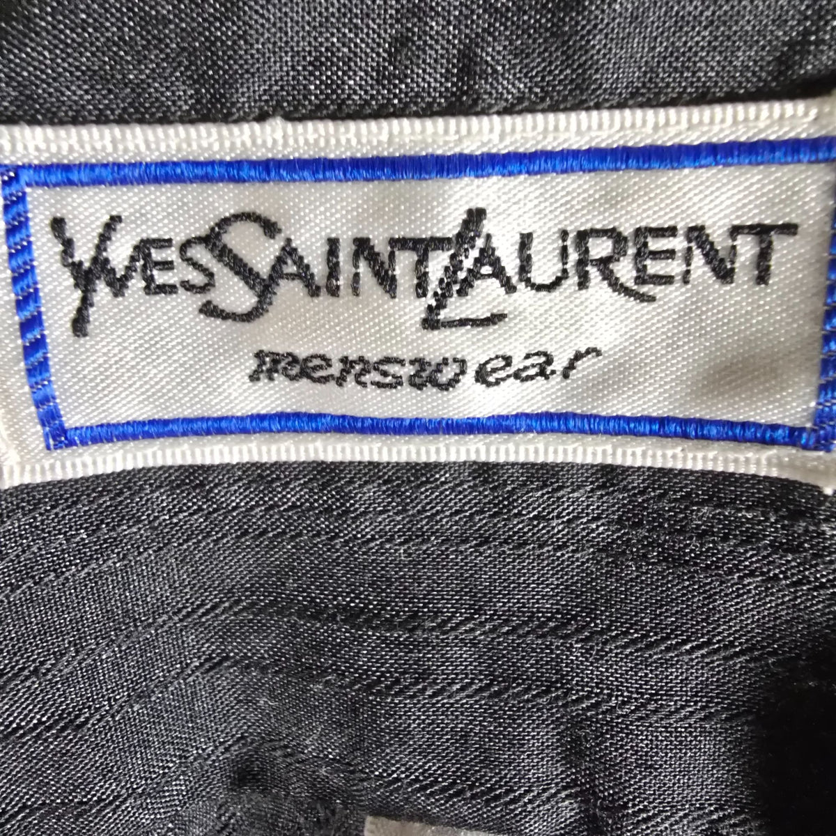 Vintage 1980s Yves Saint Laurent Menswear Black YSL Monogram Shirt (L/16 32-33)