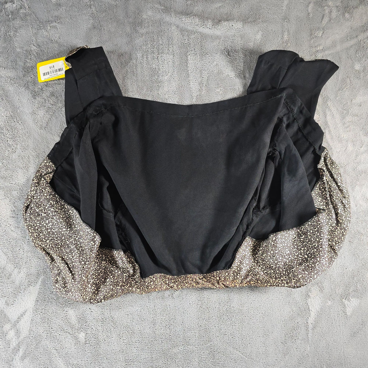 Vintage 1980s Black Abstract Contrast Trim Open Front Cropped Bolero Jacket (M)