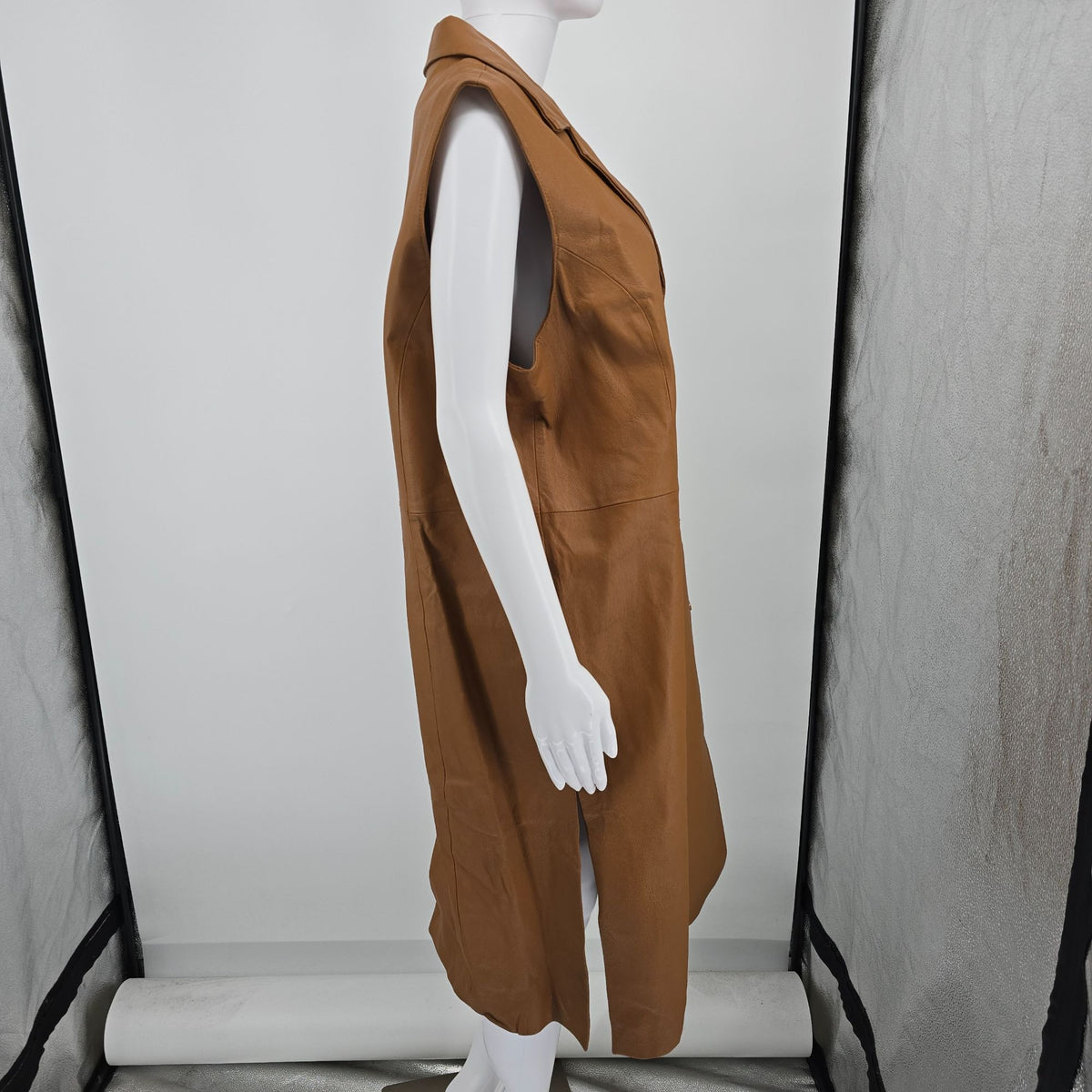 Vintage NWT Y2K Terry Lewis Classic Luxuries Leather Duster Long Vest (XL)