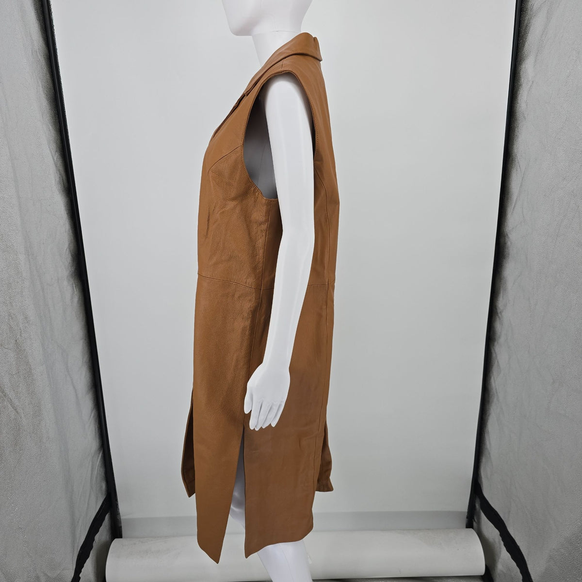 Vintage NWT Y2K Terry Lewis Classic Luxuries Leather Duster Long Vest (XL)