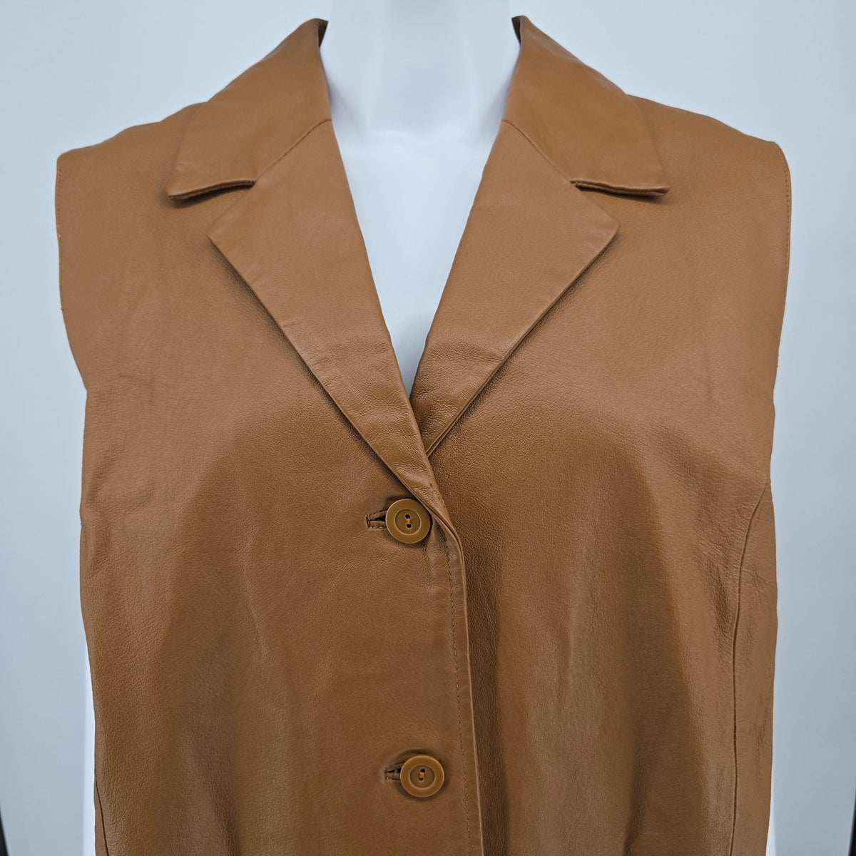 Vintage NWT Y2K Terry Lewis Classic Luxuries Leather Duster Long Vest (XL)