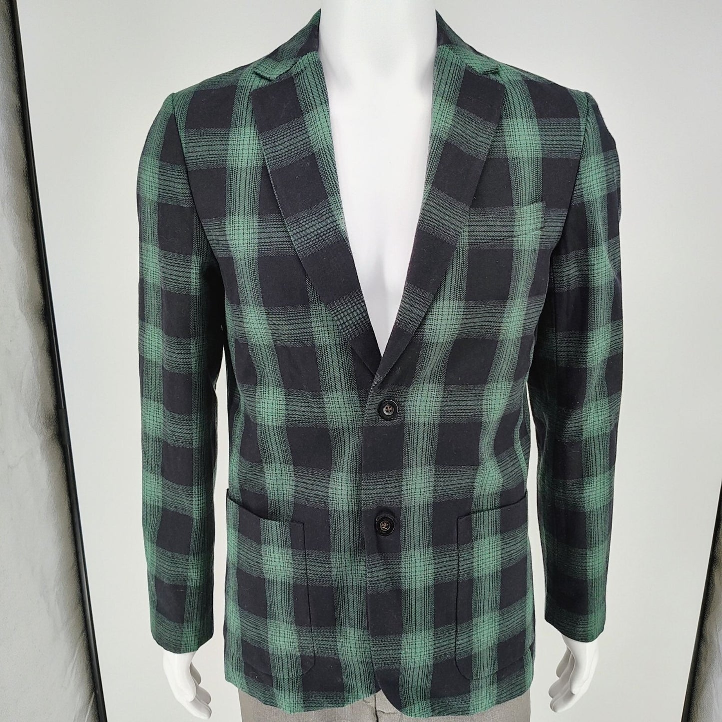 NWT Houston White Men's Black and Green Plaid Suit Jacket/Sport Coat (Small)