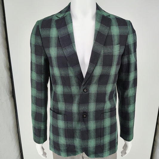 NWT Houston White Men's Black and Green Plaid Suit Jacket/Sport Coat (Small)