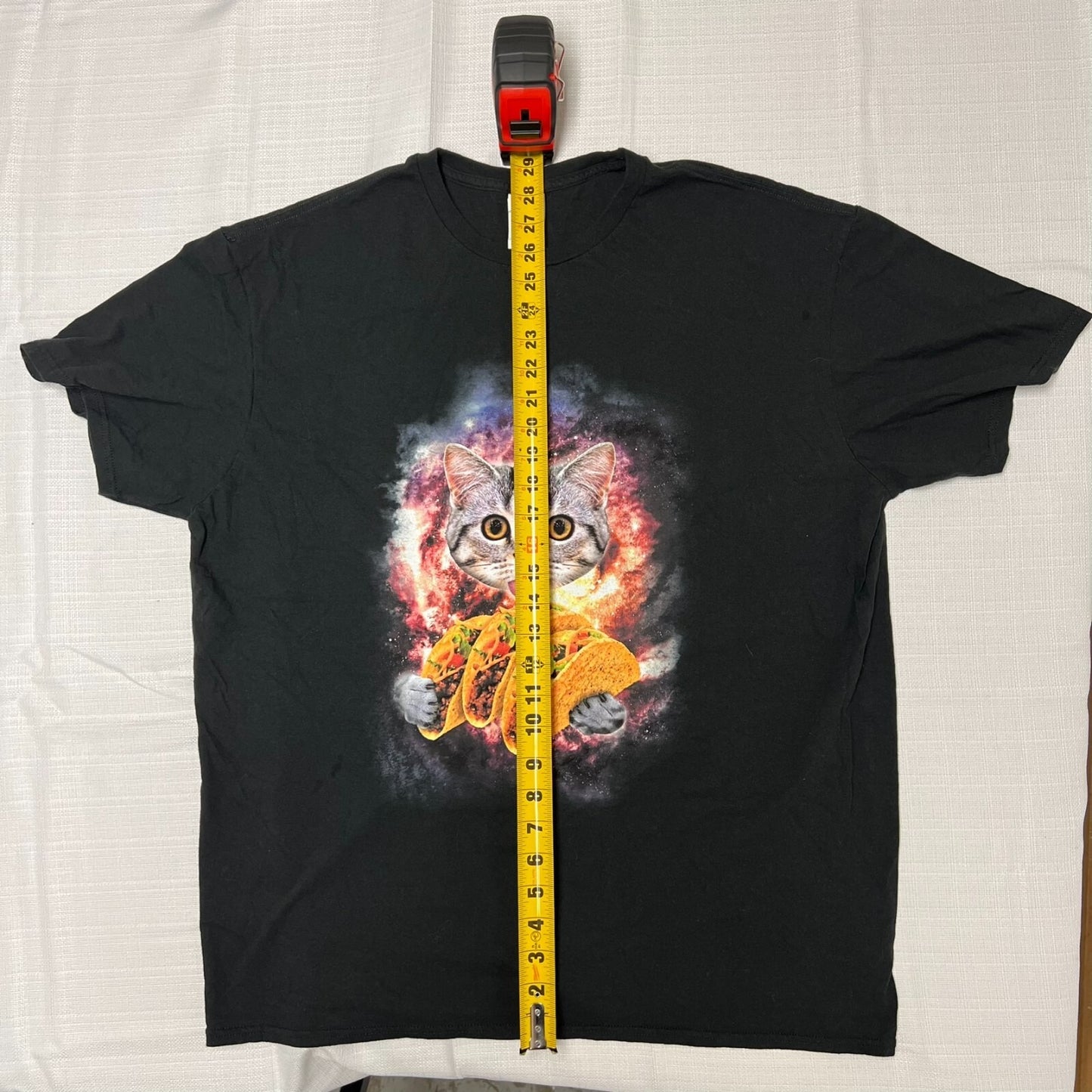 Delta Soft Space Cat Tacos Galaxy Novelty Graphic Black Cotton T-Shirt (2XL)